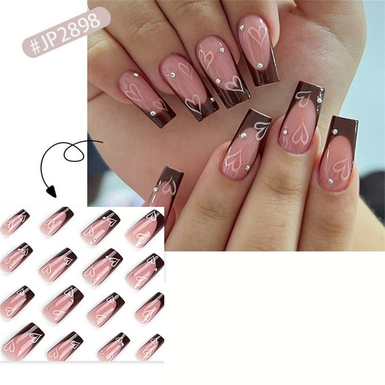 Fofosbeauty 24pcs Press on False Nails Tips, Coffin Fake Acrylic 