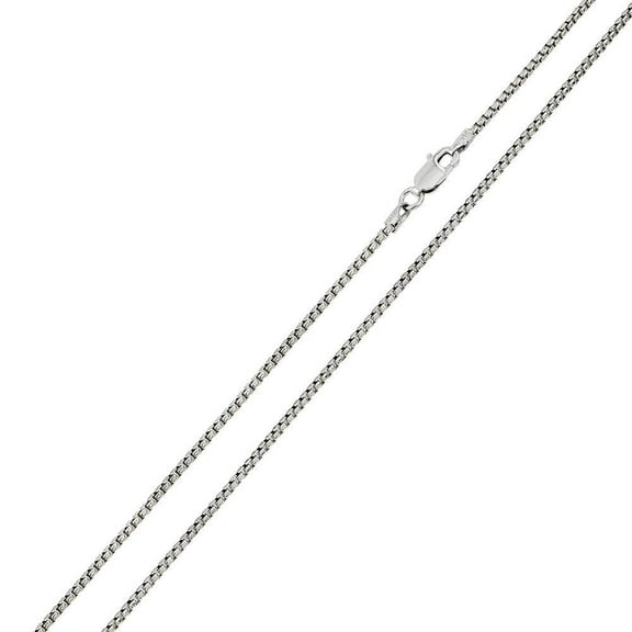 Rhodium Plated 925 Sterling Silver Round Box 030 Chain 1.6mm Made in Italy 16" Jewelry Female Unisex