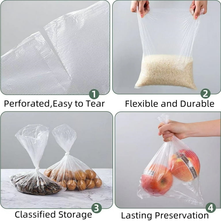 NefLaca 12 x 20 Plastic Produce Bag Roll, Clear Food Storage Bag