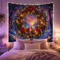 thumbnail image 2 of Cardinal Birds on Snowy Wreath in Sunset Forest, Whimsical Fantasy for Holiday Enthusiasts, Festive Wildlife Art Christmas Gift, Tapestry Wall Hanging for Bedroom and Living Room, 2 of 7