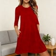 thumbnail image 2 of Vestido Largo de Manga Larga para las Mujeres Color Sólido Cuello Redondo Suelto Medio Ternera Vestido de Noche, Vestido Casual de Manga Larga para las Mujeres Dormir, 2 of 9