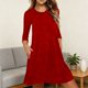 thumbnail image 2 of Vestido Largo de Manga Larga para las Mujeres Color Sólido Cuello Redondo Suelto Medio Ternera Vestido de Noche, Vestido Casual de Manga Larga para las Mujeres Dormir, 2 of 9