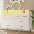 thumbnail image 1 of Bingirl Commode Meuble Télé, Commode pour Chambre avec Lumière DEL et Station de Recharge Centre de Divertissement avec Rangement 8 Tiroirs Commodes en Bois avec Espace Ouvert Tiroirs Larges, 1 of 7