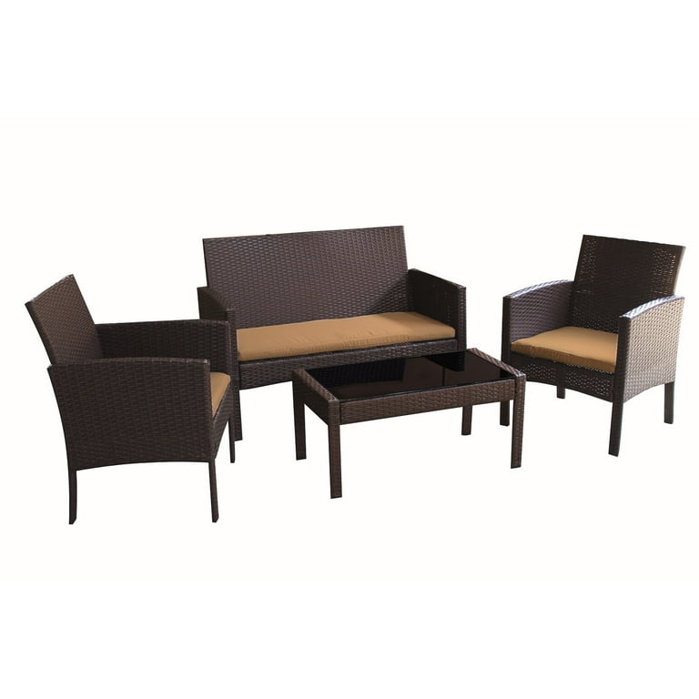 Tessio 4 piece rattan sofa seating deals