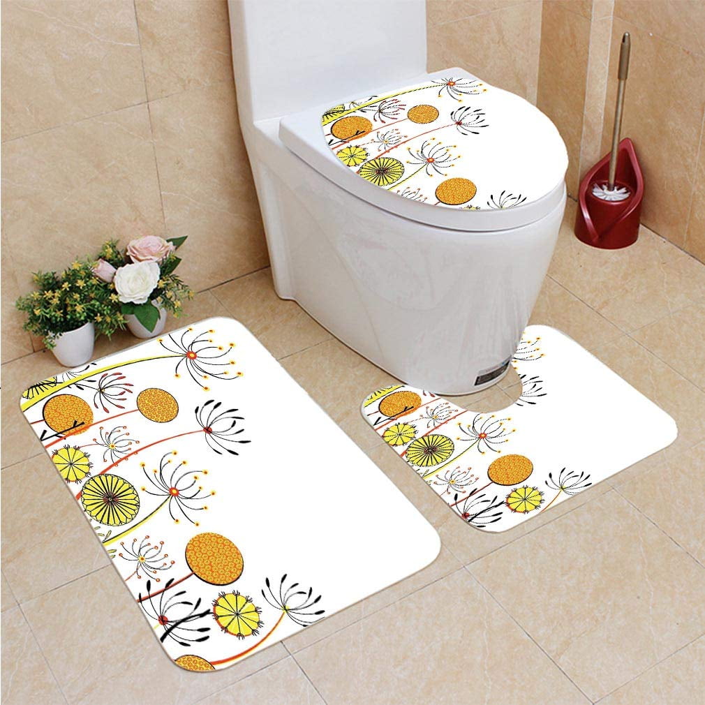 Erehome Floral Umbelifers Flower Garden Summer Spring Season Themed Cute Petals Marig 3 Piece Bathroom Rugs Set Bath Rug Contour Mat And Toilet Lid Cover Walmart Canada