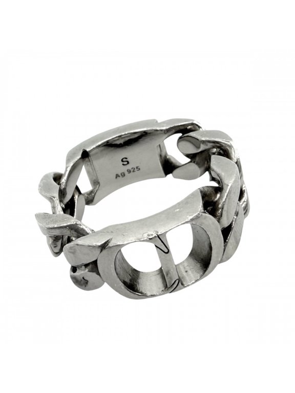 Pre-Owned Christian Dior Dior Men's CD Icon Chain Link Ring, Small Size, Approx. 12.4g