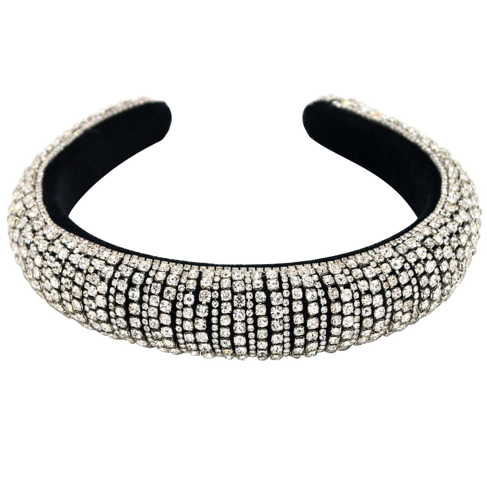 SANWOOD Headband Women Sponge Padded Full Rhinestone Wide Headband Hair