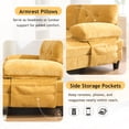 thumbnail image 3 of 103.5" U-shaped Sectional Sofa with Side Storage Pockets and Armrest Pillows, Chenille Fabric Couch with Dual Chaise Lounges for Living Room, Office, Apartment, Yellow, 3 of 9