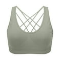 thumbnail image 2 of Rigardu sports bras for women Women's Solid Color Seamless Thin Belt Thin Elastic Casual Bottom Bra Yoga Underwear yoga sports bra Green + S, 2 of 3