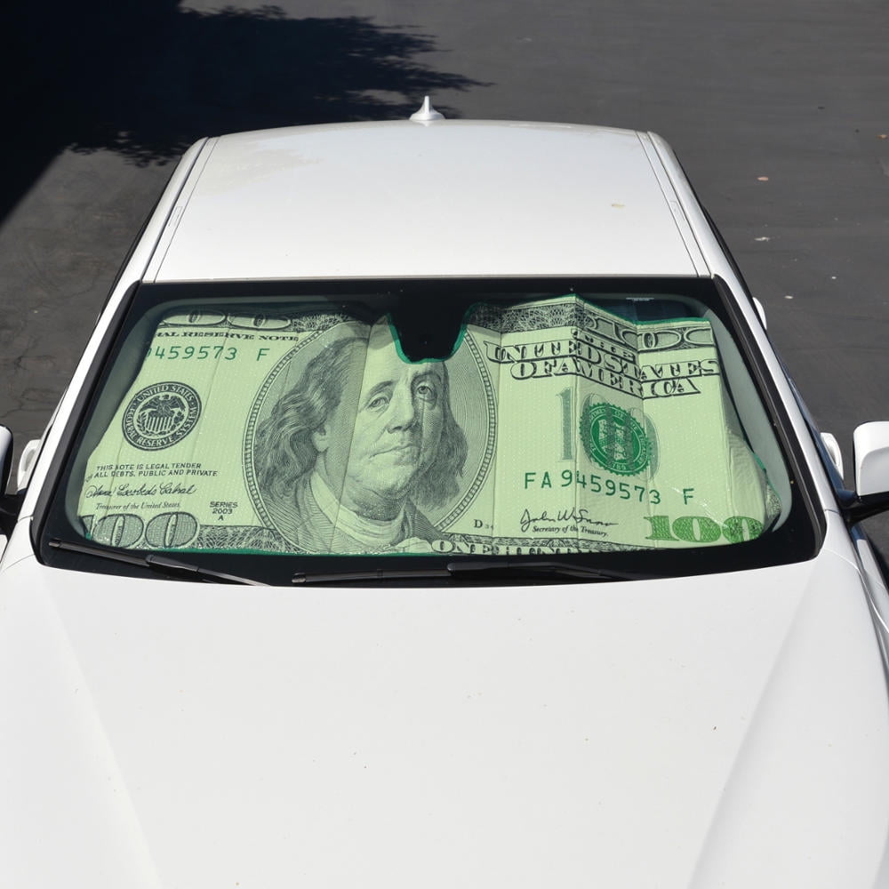 Hundred Dollar Bill Auto Sun Shade for Car SUV Truck - Bubble Foil Jumbo Folding Accordion AS-767