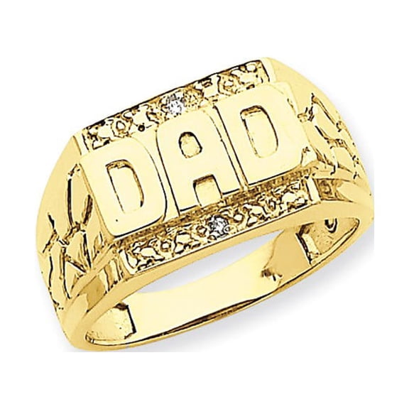 14K Yellow Gold Ring Band Men's Diamond Round AA