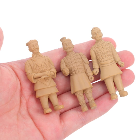 WEUVEB Terracotta Warriors Figurines Light Brown PVC Accurate Proportions Decor 6Pcs