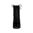 thumbnail image 6 of BLISSFUL STEP Women's Boots Lace Up Block Heels Ankle Combat Boots Black 7, 6 of 8