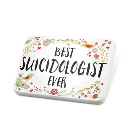 Porcelein Pin Happy Floral Border Suicidologist Lapel Badge – NEONBLOND