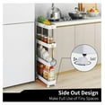 thumbnail image 4 of 4 Tier Slim Storage Cart, Mobile Shelving Unit Organizer - Rolling Utility Cart for Kitchen, Bathroom, Laundry - Plastic & Stainless Steel, White, 4 of 4