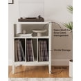 thumbnail image 5 of EYYTHUNG Record Player Stand with Vinyl Record Storage Holds up to 180 Albums, Large Turntable Stand Dispaly Shelf, Farmhouse Wood End Table, Antique White, 5 of 7