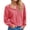 Pink, variant on Long Sleeved Women Solid Color Button Down Casual Henley Sweater Knit Pullover