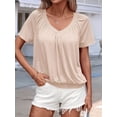 thumbnail image 4 of Camisetas Casuales de Verano para Mujer, Camisetas de Corta con Cuello en V, Color Albaricoque XL, 4 of 7