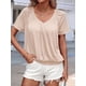 thumbnail image 4 of Camisetas Casuales de Verano para Mujer, Camisetas de Corta con Cuello en V, Color Albaricoque M, 4 of 7