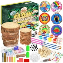 UQN Painting Kit for Kids - Glow In The Dark Wooden Slice Painting Kits - Arts & Crafts Kits Christmas Birthday Gifts for Kids Boys and Girls Ages 6-12