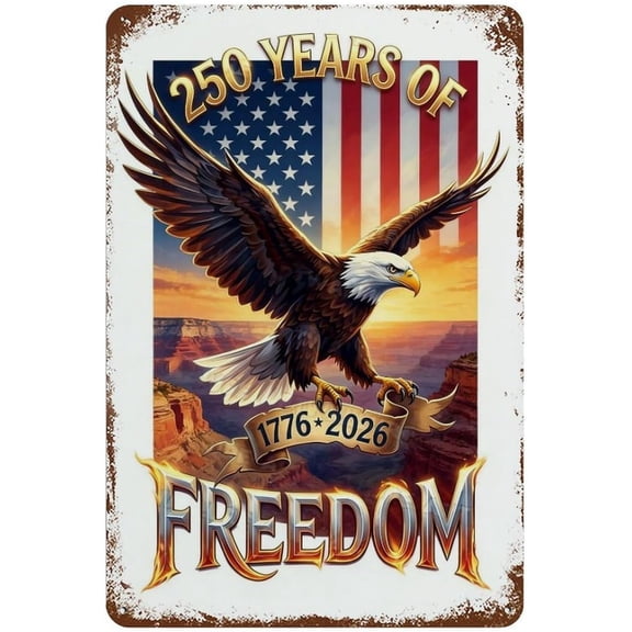 American Eagle 1776-2026 Patriotic Flag Metal Tin Sign Vintage Wall Decor Plaque 8x12 Inch for Home Office Garage Bar