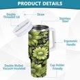 thumbnail image 2 of Yayeee 30oz Stainless Steel Tumbler with Straw and Handle Double-Wall Insulated Travel Water Bottle, Green Flowers, 2 of 8