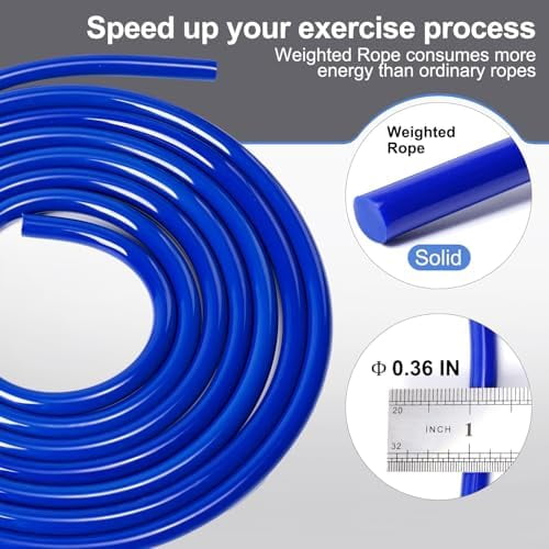 1LB Weighted Jump Ropes for fitness Women Men, Aluminum Handles for MMA, Boxing, CrossFit, Weight-loss Workouts, Tangle-Free Ball Bearing Rapid Speed Skipping Jump Rope with Adjustable 9mm Cotton
