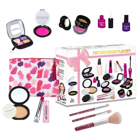 TiokMc Pretend Makeup Kit Toys for Girls, 12-Piece First Makeup Set with Cosmetic Bag, Safe Non-Toxic Dress-Up Play, Birthday Gift for 2-8 Year Old Princesses (Not Real Makeup)