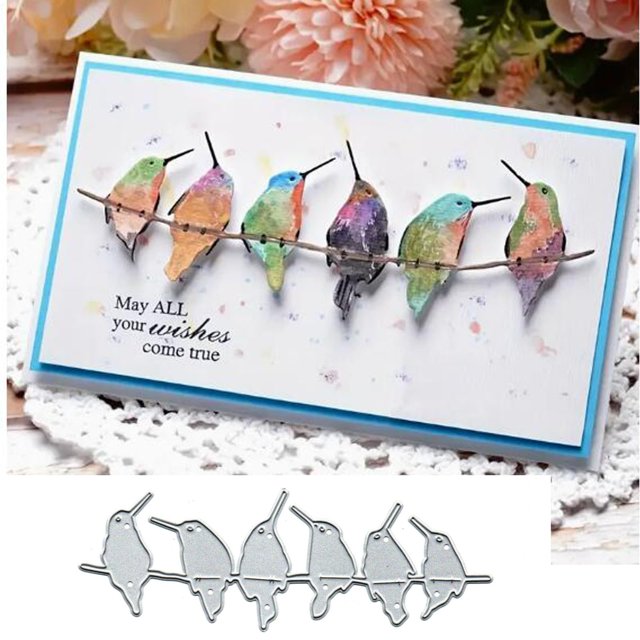 Troqueles Yeyert fila de colibríes cantores para hacer tarjetas