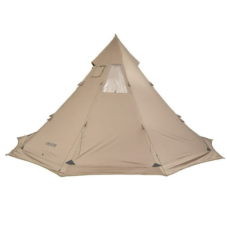 L Size Hot Tent with Stove Jack - 4-6 Person Waterproof Canvas Tipi Tent for Winter Camping Portable 4 Season Shelter for Hiking Fishing