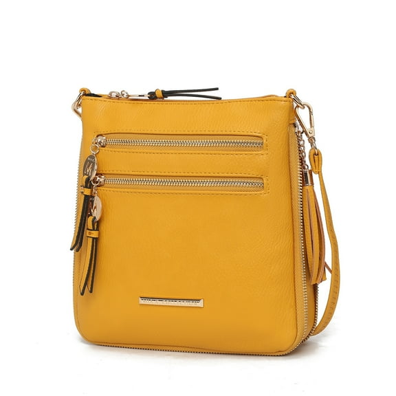 MKF Collection Angelina Crossbody Shoulder Women's Handbag Purse Vegan Leather, Versatile Bag Multi Pockets by Mia K- Mustard
