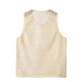 thumbnail image 2 of Fengqque Mens Mesh Sleeveless Tank Tops Casual Hollow Out T Shirts Beach Summer See Through Tops Khaki S(S), 2 of 5