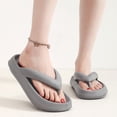 thumbnail image 5 of OOOUM Thick Platform Eva Flip Flops Textured Thong Slip On Sandals Soft Cushioned Summer Beach Indoor Outdoor Shoes Grey US:10.5, 5 of 6