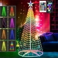thumbnail image 2 of Árbol de Navidad con forma de cono con iluminación RGB inteligente de 1,5 m y 2,1 m con adorno de estrella para exteriores, controlado por aplicación DIY, 2 of 5