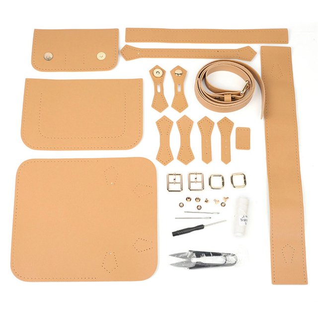 Guardurnaity Bolso de cuero para mujer de costura de bricolaje que hace el bolso completo del kit Bolsas de mensajero y de hombro Caqui