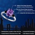 thumbnail image 2 of Gem Stone King 2.84 Ct Oval Purple Amethyst Black Diamond 925 Sterling Silver Ring, 2 of 6