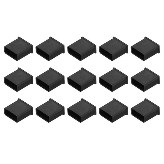 Uxcell 15pcs Laptop USB Port Plugs Covers Caps Plastic Anti Dust Protector for USB Male End, Black