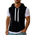 thumbnail image 2 of Taqqpue Short Sleeve Hoodies for Men Solid Color Cotton Hoodies Summer Sweatshirt Lightweight Breathable Workout Shirts Pullover Plus Size for Men, 2 of 9