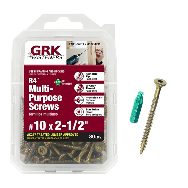 Tornillos GRK 103133 #10 x 6,35 cm R4 multiusos, 80 unidades