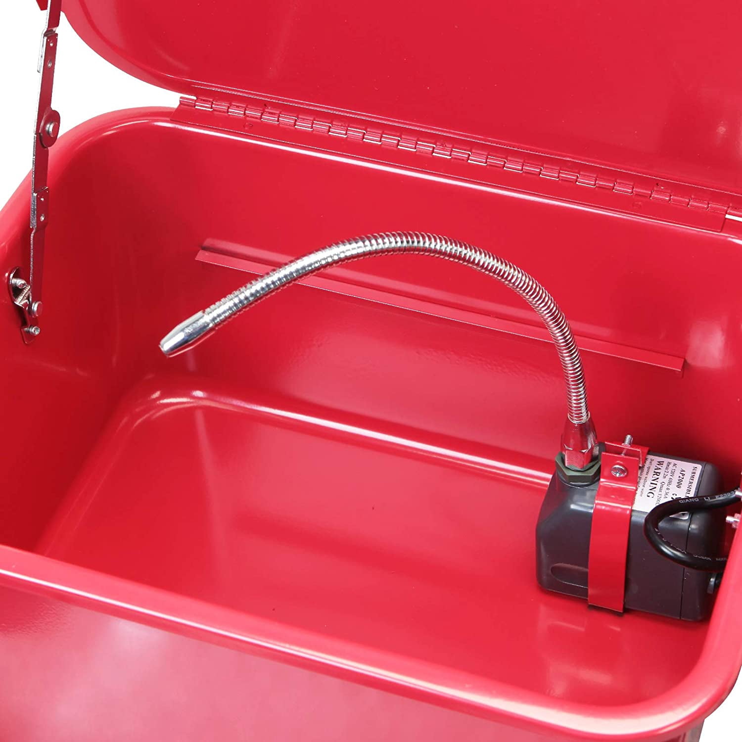 Big Red Portable Steel Cabinet Parts Washer with 110V Electric Pump, 3.5 Gallon Capacity, Red, W1035