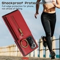 thumbnail image 6 of Decase Compatible with Samsung Galaxy Note 20 Ultra Case with Card Holder and Strap for Women,Crossbody Lanyard,Stand Ring Kickstand,Snap Clasp,Phone Wallet Case,Red, 6 of 10