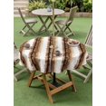 thumbnail image 4 of Outdoor Tablecloth with Umbrella Hole for Patio/Picnic/Party/Camping, Brown Striped Waterproof Table Cloth Round Cover Washable, Watercolor Farmhouse Stripes Abstract (Dia 60"), 4 of 9