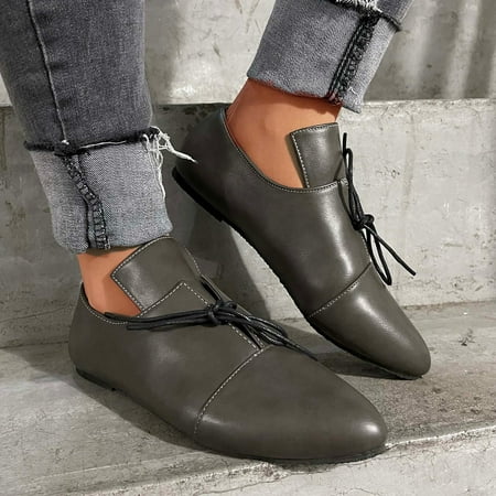 

TIANEK Shoes For Women Women s Pointed Toe Bandage Comfy Casual Shoes Solid Comfortable Low Heeled Single Shoes