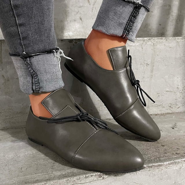 Zapatos casuales cómodos de vendaje con punta en punta para mujer Zapatos individuales de tacón bajo cómodos y sólidos Wmkox8yii FOPL1759