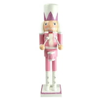 15" Pink Nutcracker Decoration with Drum – Hand painted wood Decoration Classic Style with Modern Design for Collectors or Gifting