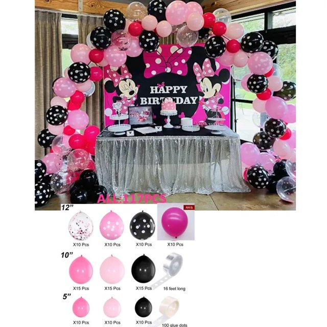 Decoraciones de fiesta de Minnie Mouse de Disney, vajilla rosa con tema de Minnie, juego de globos para Baby Shower, suministros de fiesta de cumpleaños para niños y niñas