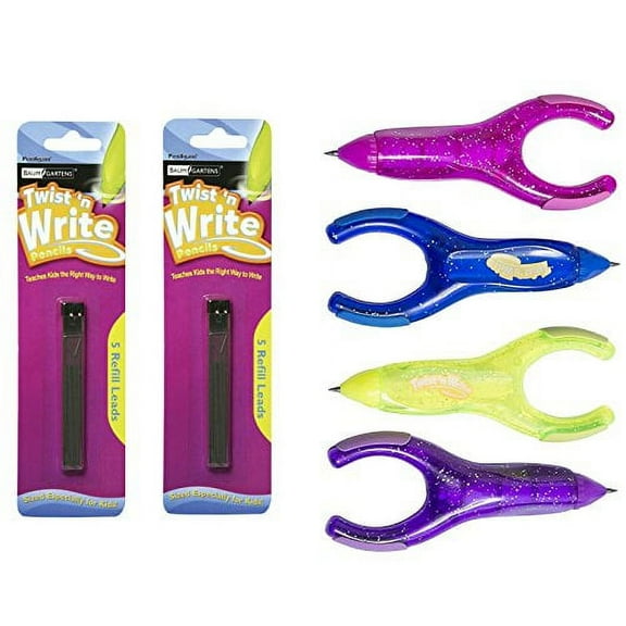 PenAgain Twist 'n Write Pencil Assorted Colors 4 Count (00071) Bundle with 10 Count Refills