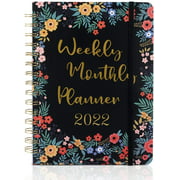 2022 Daily, Weekly & Monthly Planner, 8.2" x 6.2", Flexible Flowers Cover, Wirebound