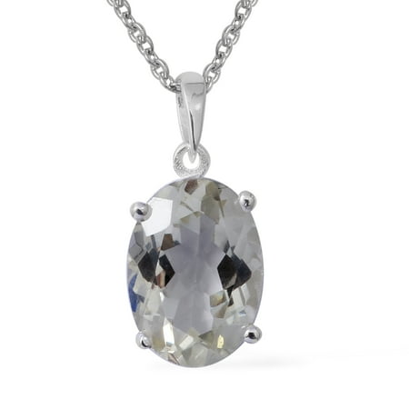 Faceted Green Amethyst Necklace - Women's Girls Green Amethyst Solitaire Chain Pendant Necklace Jewelry Gift 20