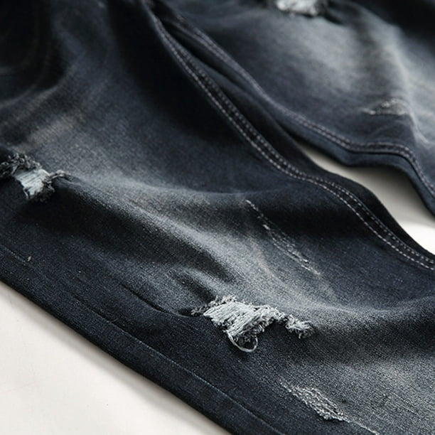 Black cut up jeans mens sale